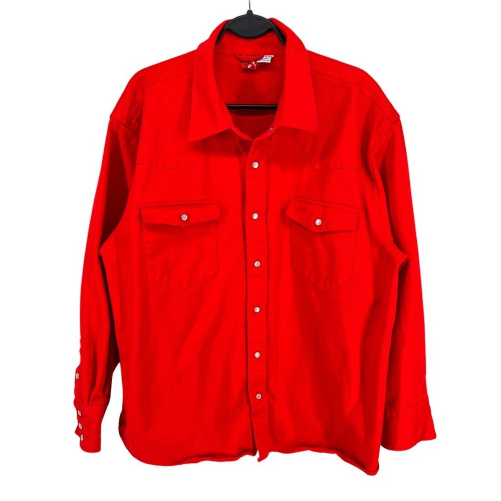 Vintage Marlboro Pearlized Snap Denim Button Up Shirt Western Red Men's Small